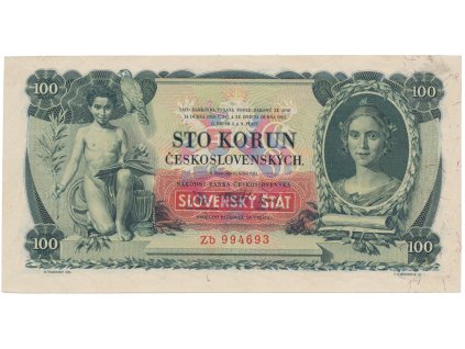 100 Koruna 1931/1939 + přetisk, Hej.43b1