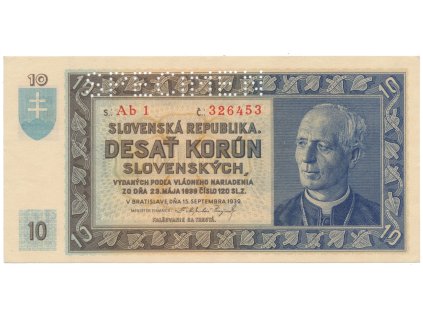 79104 10 koruna 1939 serie ab 1 specimen hej 49a1 s1