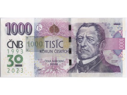 80013 1000 koruna 2008 2023 serie r 10 s pametnim pritiskem 30 let cnb 1993 2023