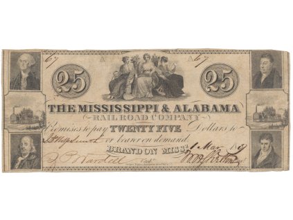 USA - Mississippi, 25 Dollar 1839