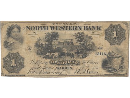 USA - Pensylvánie, 1 Dollar 1861