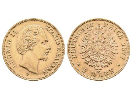 Bavorsko, 5 Marka 1877 D