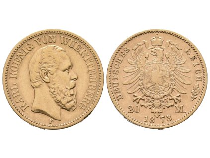 Württemberg, 20 Marka 1873 F