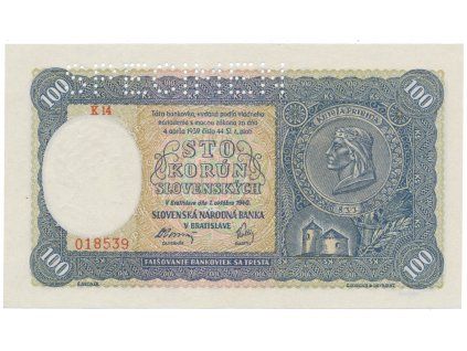 100 Koruna 1940, I. vydání, série E11, K 14, Hej.48a2.S1