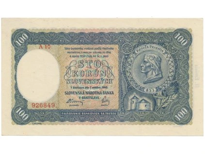 100 Koruna 1940, II. vydání, série A 10, Hej.49a2