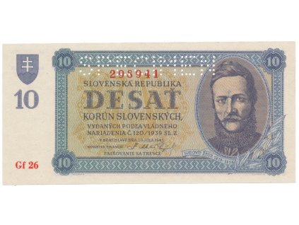 10 Koruna 1943, série Gf 26, Hej.54a2.S1