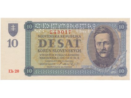 10 Koruna 1943, série Ľb 20, Hej.54a2.S1