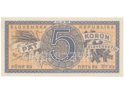5 Koruna b.d. (1945), série D 023, D 026, Hej.55a.S2