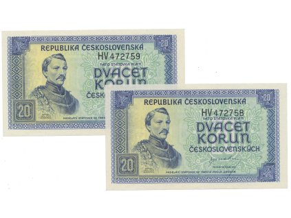 20 Koruna b.d. (1945), série HV, Hej.72a, 2 kusy