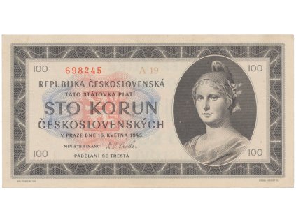 100 Koruna 1945, série A 19, Hej.77a