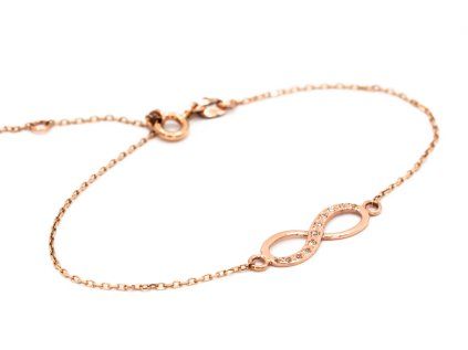 Zlatý náramek s nekonečnem a diamanty - Infinity