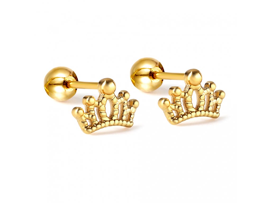 1558 1 pozlatene nausnice pre deti crown