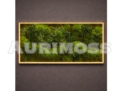 Machový hranatý obraz s mixom machov a LED podsvetenim– Smaragdová oáza