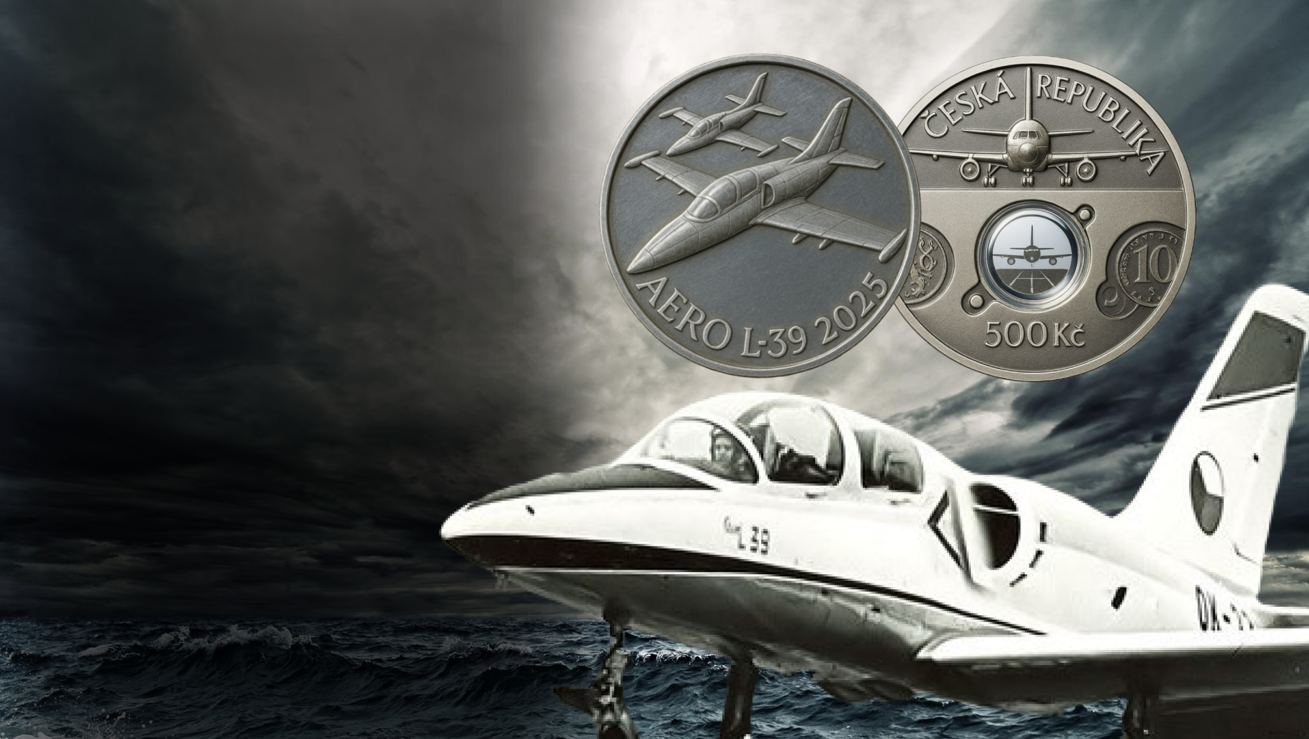 Strieborná pamätná minca Letoun Aero L-39 Albatros z cyklu Slávne dopravné prostriedky