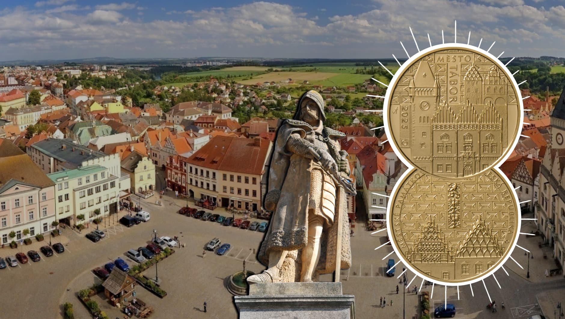 Zlatá pamätná minca Tábor z cyklu Mestskej pamiatkovej rezervácie