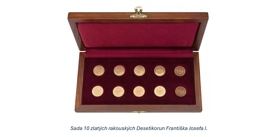Sada 10 zlatých rakouských Desetikorun Františka Josefa I.