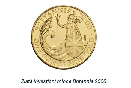 Zlatá investiční mince Britannia 2008