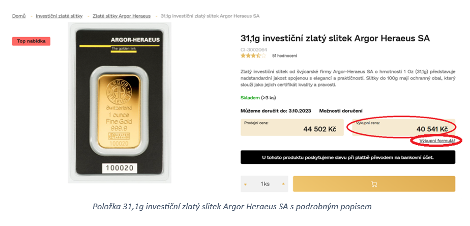 Korespondenční výkup zlata a slitků