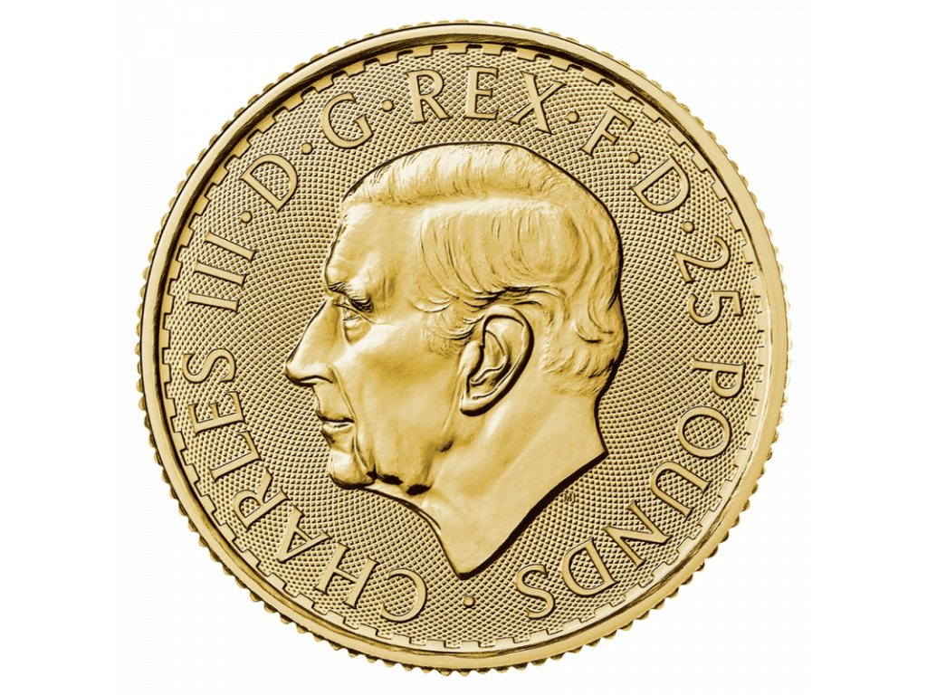 Zlatá investiční mince Britannia 1/4 Oz | Charles III | 2023
