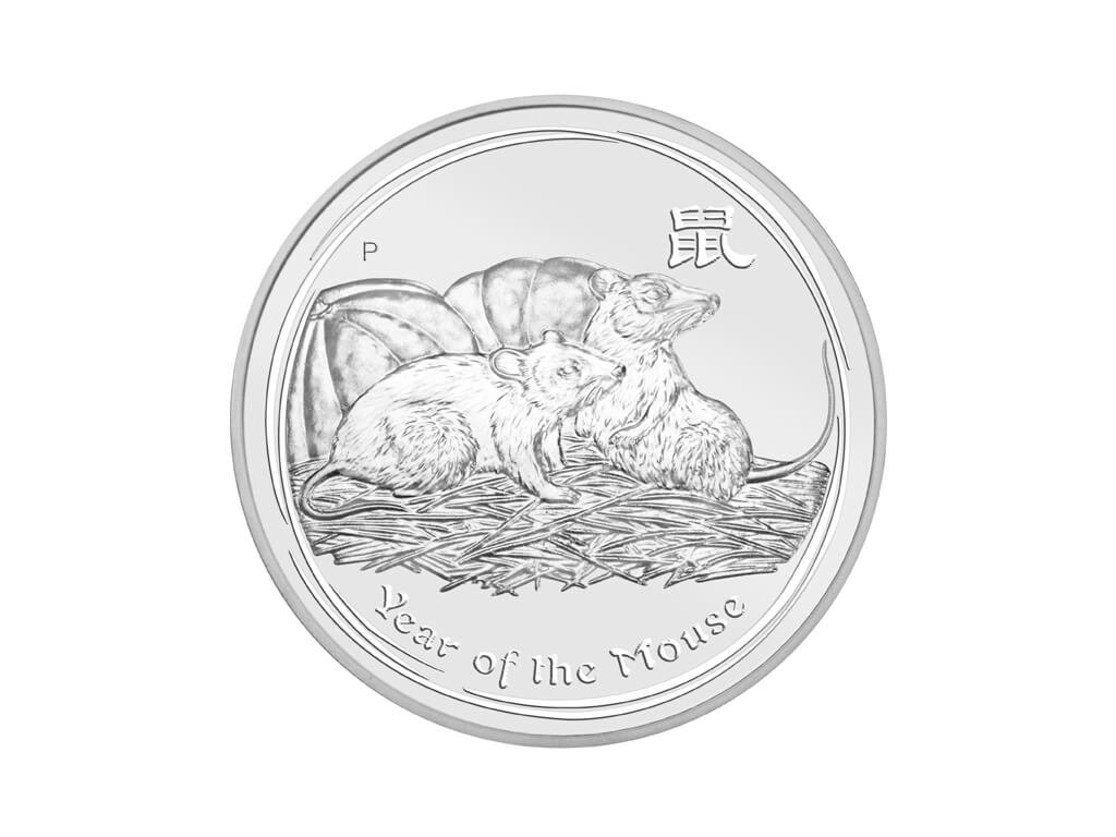Stříbrná investiční mince Lunární série II 1 Oz Roky Myši 2008