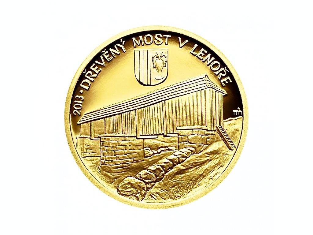 439 zlata mince 5000 kc dreveny most v lenore 2013 proof 2
