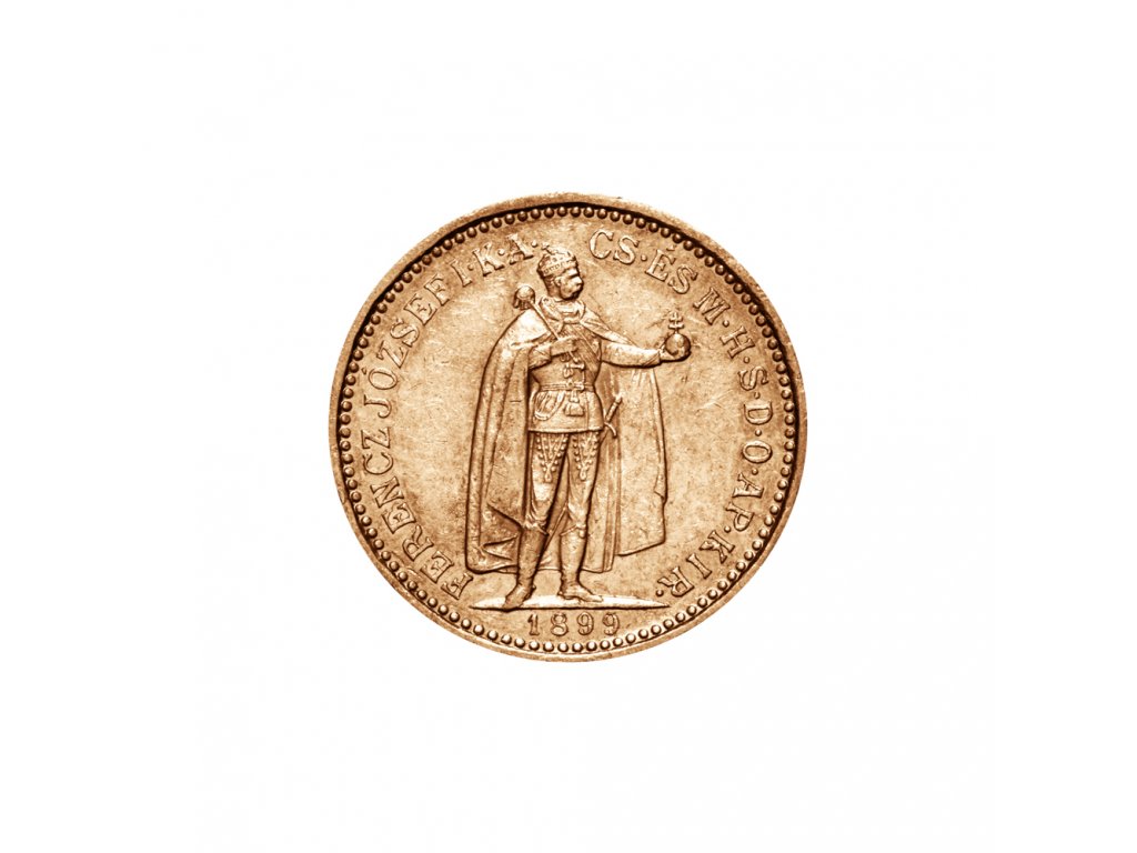 Zlatá mince Desetikoruna Františka Josefa I. Uherská ražba 1893