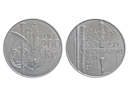 Stříbrná mince 200 Kč k 200. výročí zahájení výuky na Pražské konzervatoři 2011 Proof