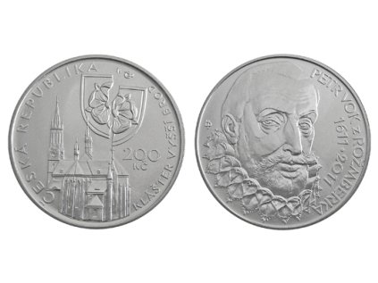 Strieborná minca 200 Kč k 400 výročí úmrtí Petra Voka z Rožmberka 2011 Proof
