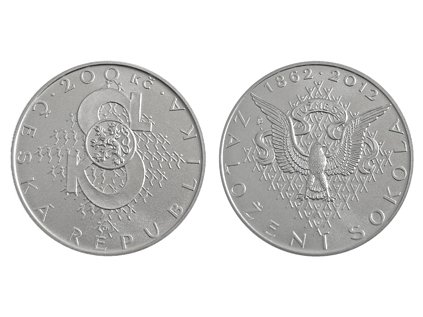 Stříbrná mince 200 Kč k 150. výročí – založení Sokola 2012 Proof