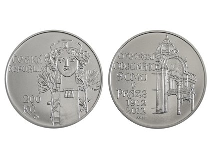 Strieborná minca 200 Kč k 100. výročí otevření Obecního domu v Praze 2012 Proof