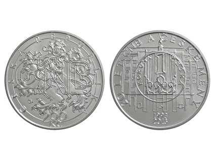 Stříbrná mince 200 Kč k 20. výročí České národní banky a české měny 2013 Proof