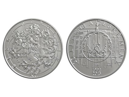 Strieborná minca 200 Kč k 20. výročí České národní banky a české měny 2013 Proof