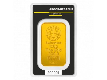 100g investiční zlatý slitek Argor Heraeus SA
