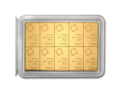 10 x 3,11g investičná zlatá tehlička Valcambi CombiBar