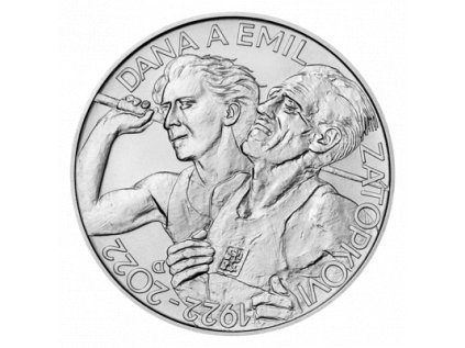 Stříbrná mince 200 Kč k 100. výročí narození Dany a Emila Zátopkových 2022 Standard