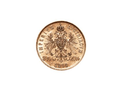 1470 zlata mince 8 gulden 20 fr frantiska josefa i rakouska razba 1885