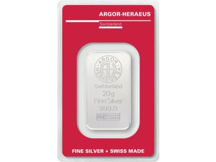 20g investičná strieborná tehlička Argor Heraeus SA