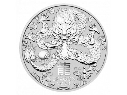 Strieborná investičná minca Rok Draka 2 Oz | Lunar III | 2024