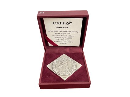 Stříbrná medaile 2 tolar klipa Maxmilián II.