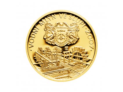 Zlatá minca 2500 Kč Vodní mlýn ve Slupi 2007 Proof
