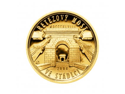 Zlatá mince 2500 Kč Řetězový most ve Stádlci 2008 Proof