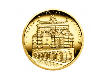 Zlatá minca 2500 Kč Pivovar v Plzni 2008 Proof