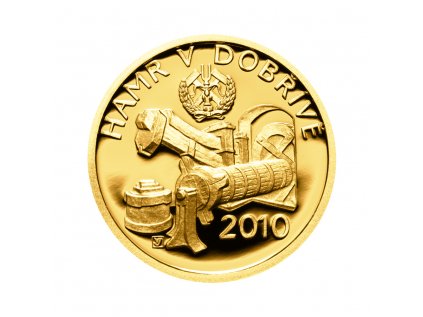 Zlatá minca 2500 Kč Hamr v Dobřívě 2010 Proof