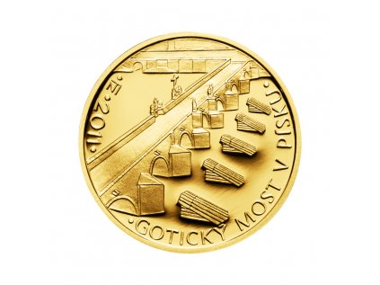 Zlatá minca 5000 Kč Gotický most v Písku 2011 Proof