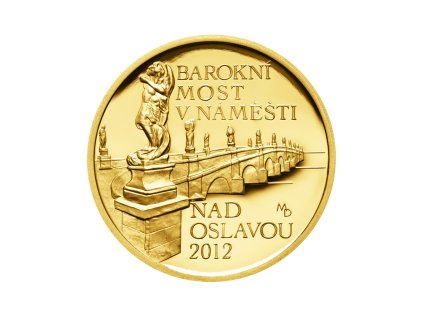 Zlatá minca 5000 Kč Barokní most v Náměšti nad Oslavou 2012 Proof