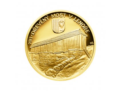 Zlatá minca 5000 Kč Dřevěný most v Lenoře 2013 Proof