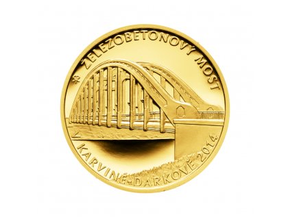 Zlatá minca 5000 Kč Železobetonový most v Karviné - Darkově 2014 Proof