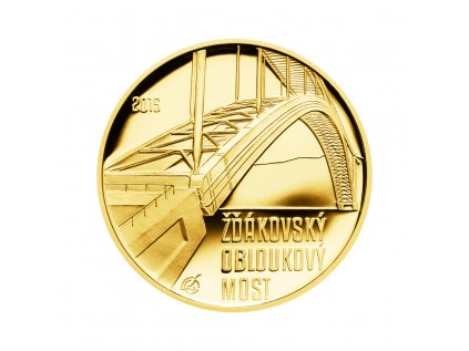 Zlatá minca 5000 Kč Žďákovský obloukový most 2015 Proof