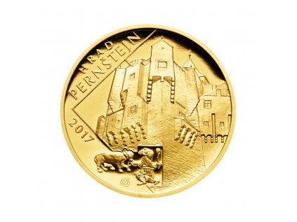 Zlatá minca 5000 Kč Hrad Pernštejn 2017 Proof