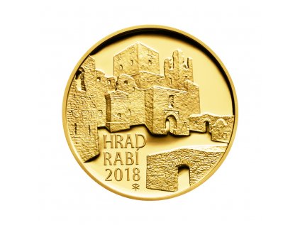 Zlatá minca 5000 Kč Hrad Rabí 2018 Proof